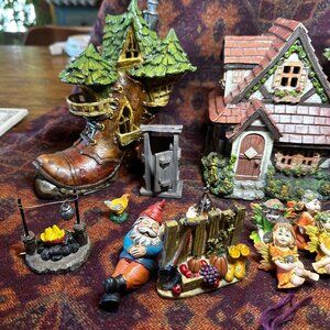 Lot of "Halloween Village" Fall/Whimsical Town Gnome Fairy Fairytale Town